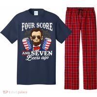 Four Score And 7 Beers Ago 4th Of July Drinking Like Lincoln Pajama Set thumb 0