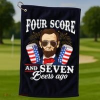Four Score And 7 Beers Ago 4th Of July Drinking Like Lincoln Golf Towel thumb 1
