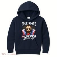 Four Score And 7 Beers Ago 4th Of July Drinking Like Lincoln Kids Hoodie thumb 0