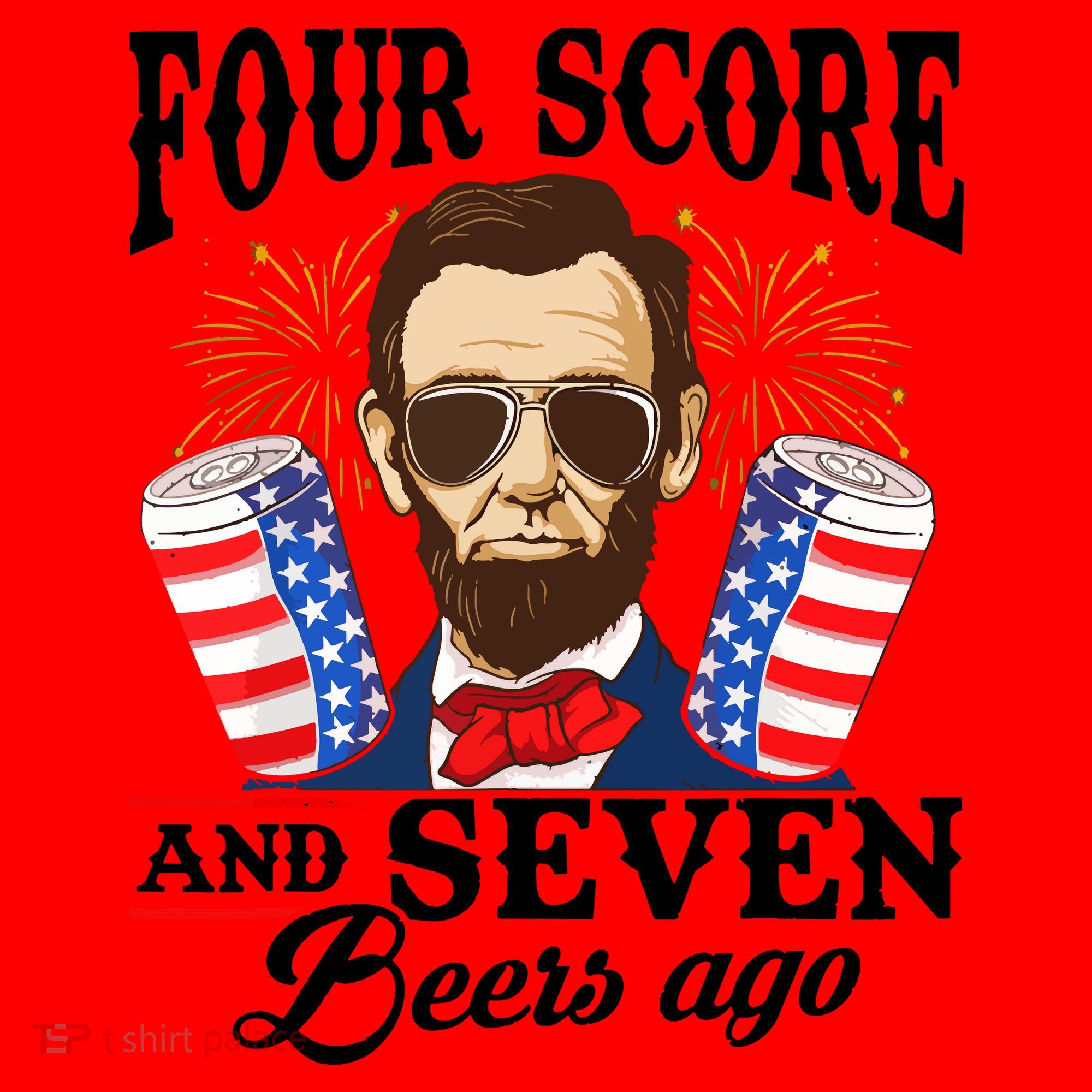 Four Score And 7 Beers Ago 4th Of July Drinking Like Lincoln Santa Hat