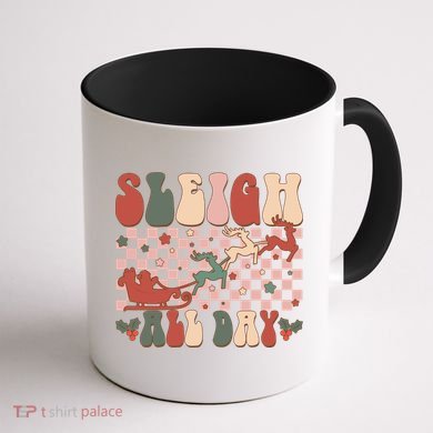 Funny Sleigh All Day Christmas In July Retro Vintage Ugly Coffee Mug back