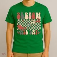 Funny Sleigh All Day Christmas In July Retro Vintage Ugly T-Shirt thumb 3