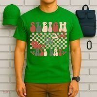 Funny Sleigh All Day Christmas In July Retro Vintage Ugly T-Shirt thumb 6