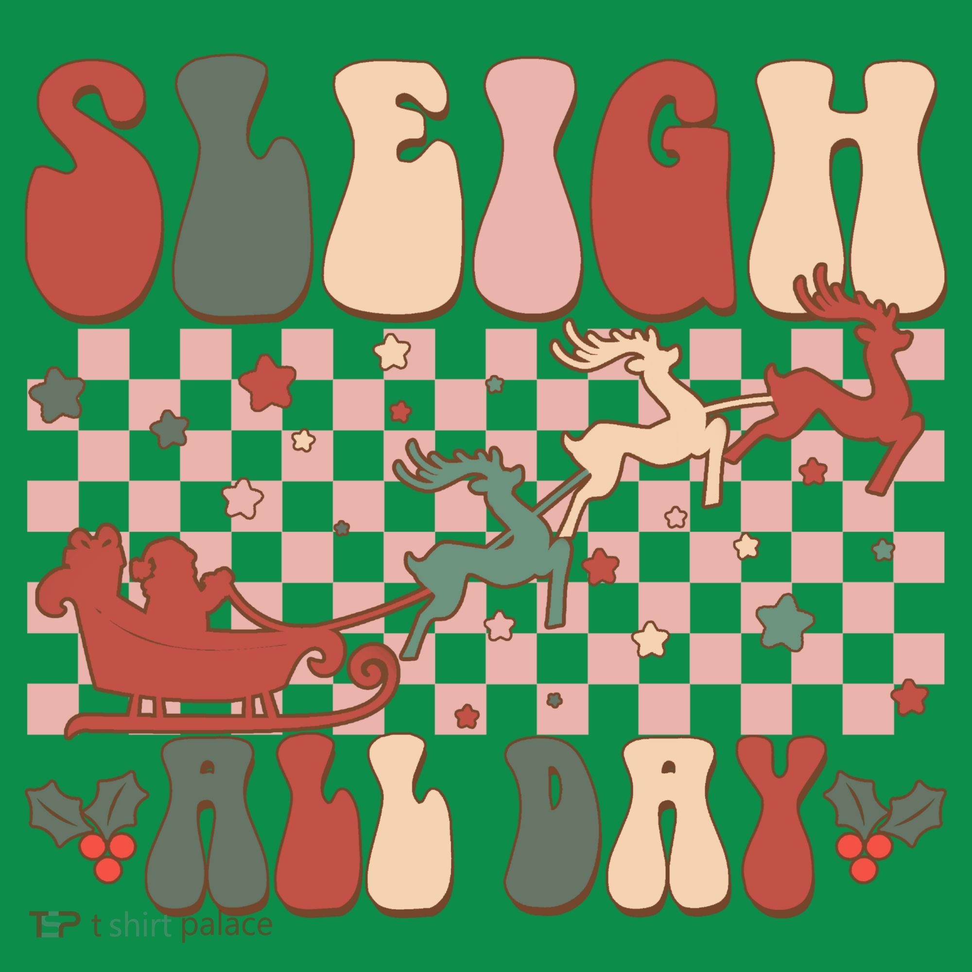 Funny Sleigh All Day Christmas In July Retro Vintage Ugly T-Shirt