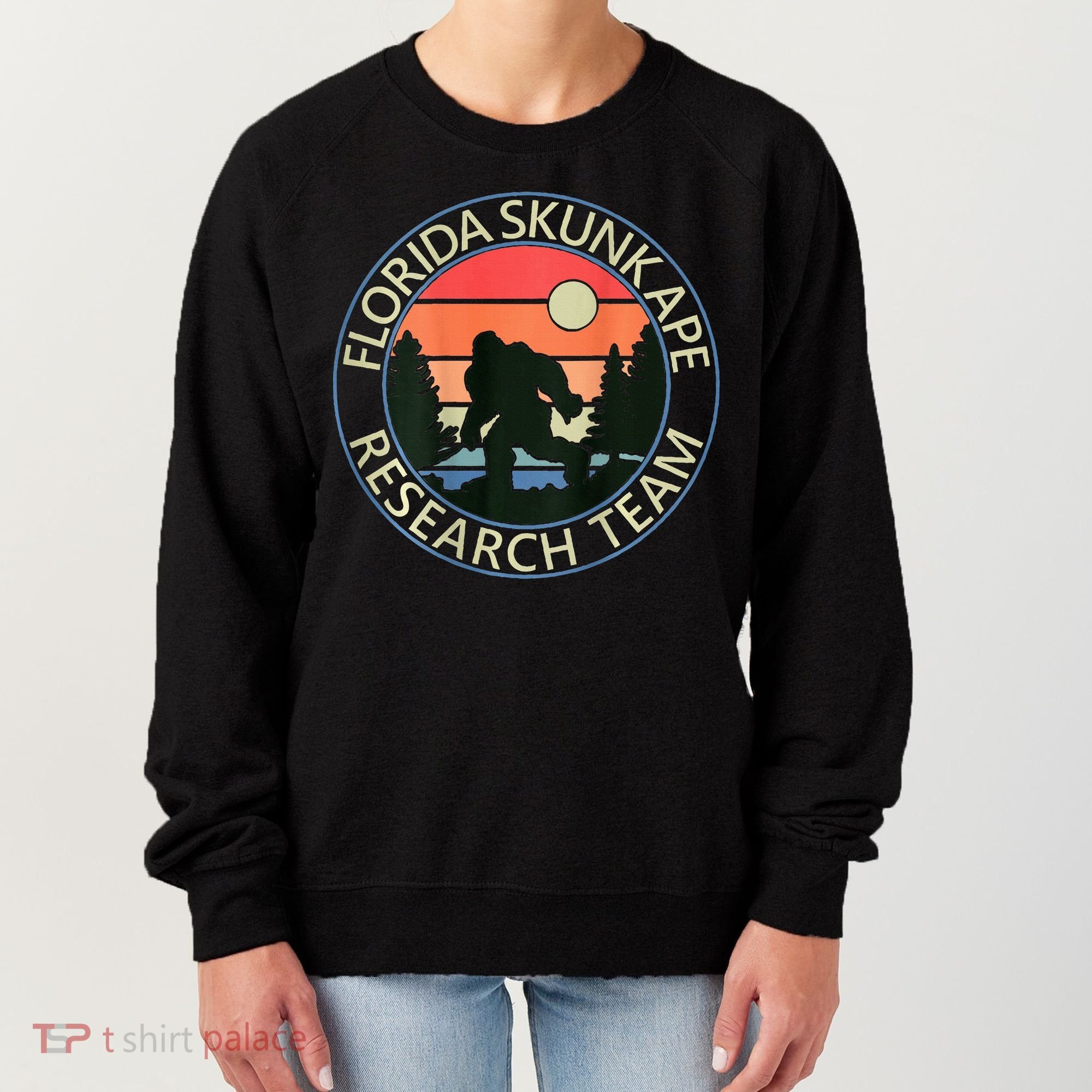 Florida Skunk Ape Research Team Camping Outdoors Back Print Women's Sweatshirt