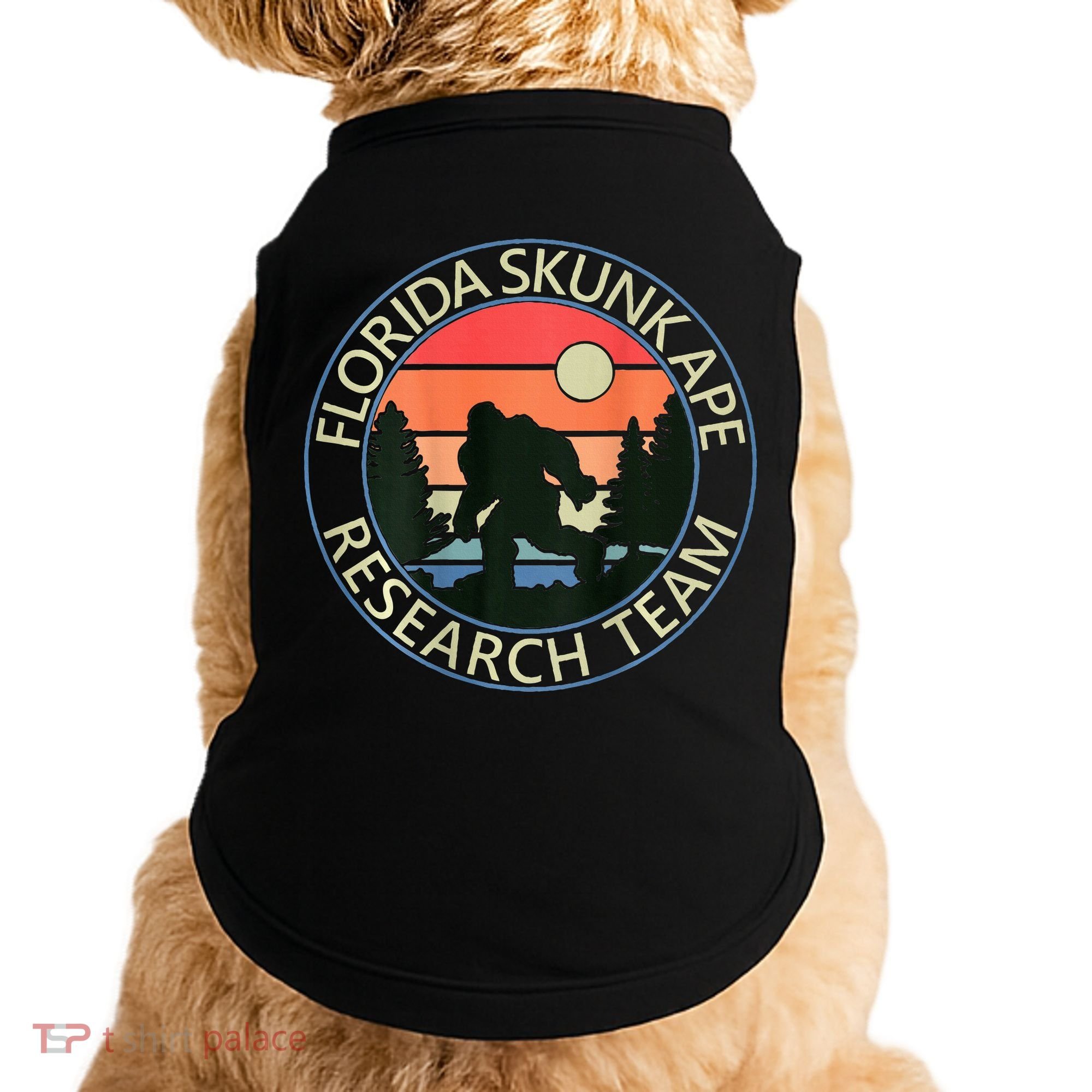 Florida Skunk Ape Research Team Camping Outdoors Back Print Doggie Tank