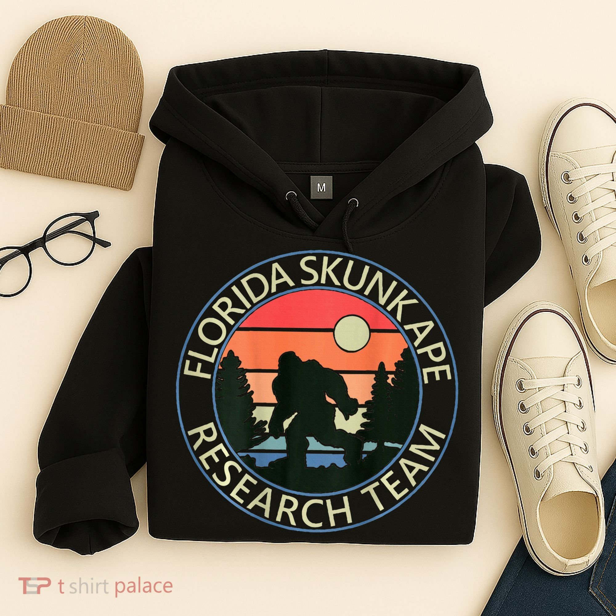 Florida Skunk Ape Research Team Camping Outdoors Back Print Hoodie