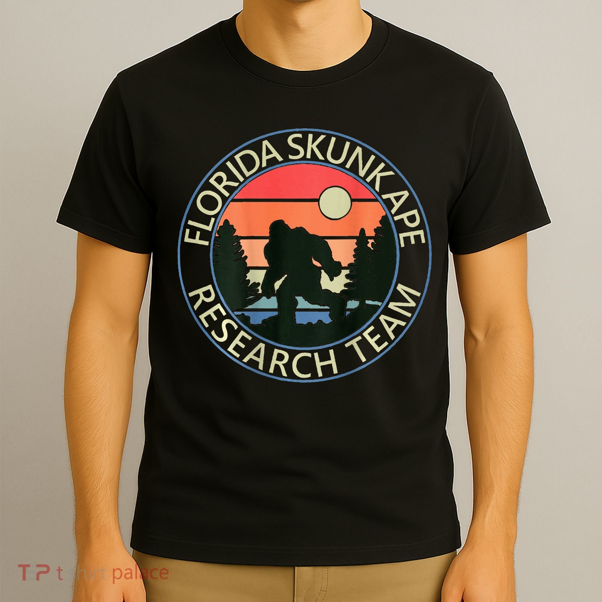 Florida Skunk Ape Research Team Camping Outdoors Back Print T-Shirt