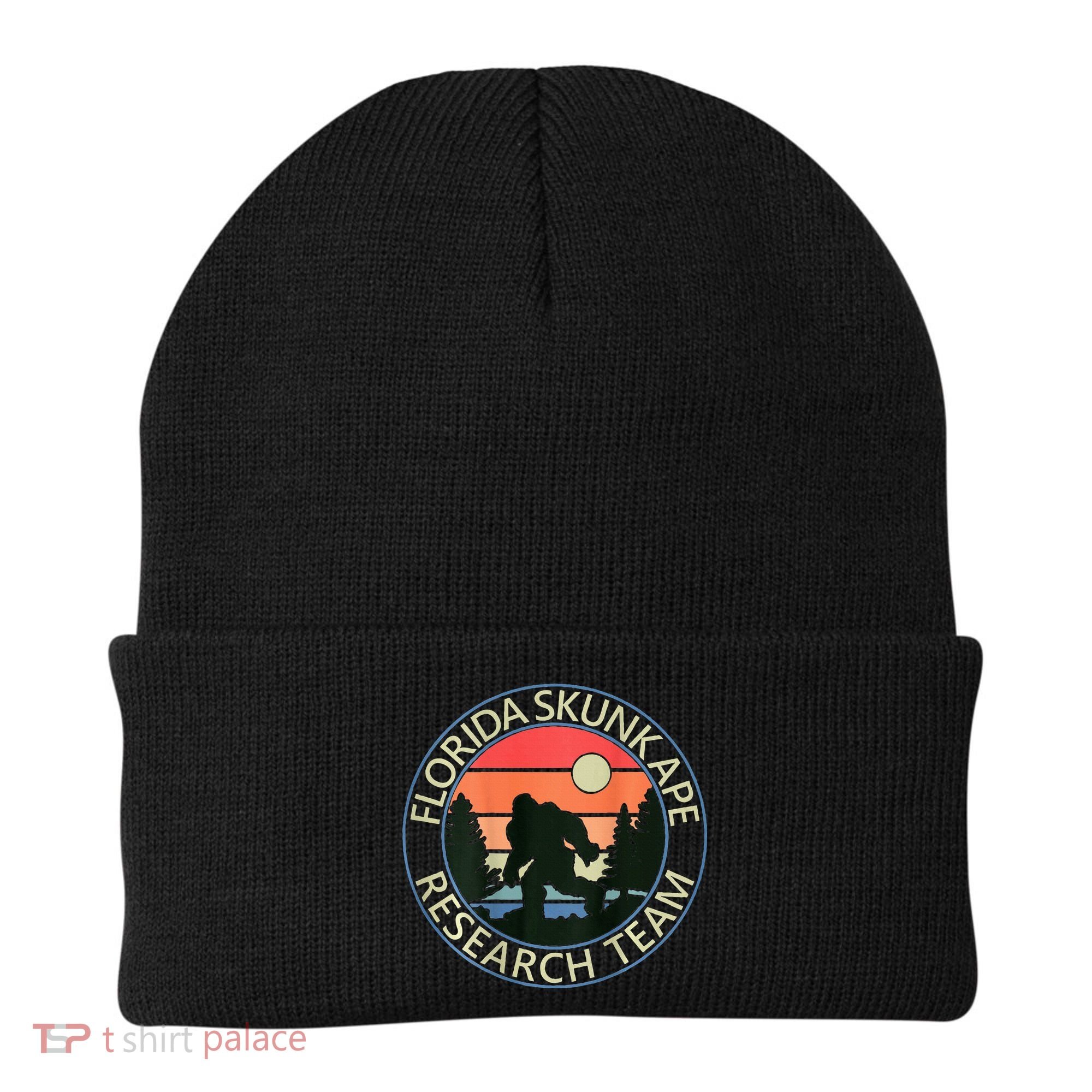 Florida Skunk Ape Research Team Camping Outdoors Back Print Beanie