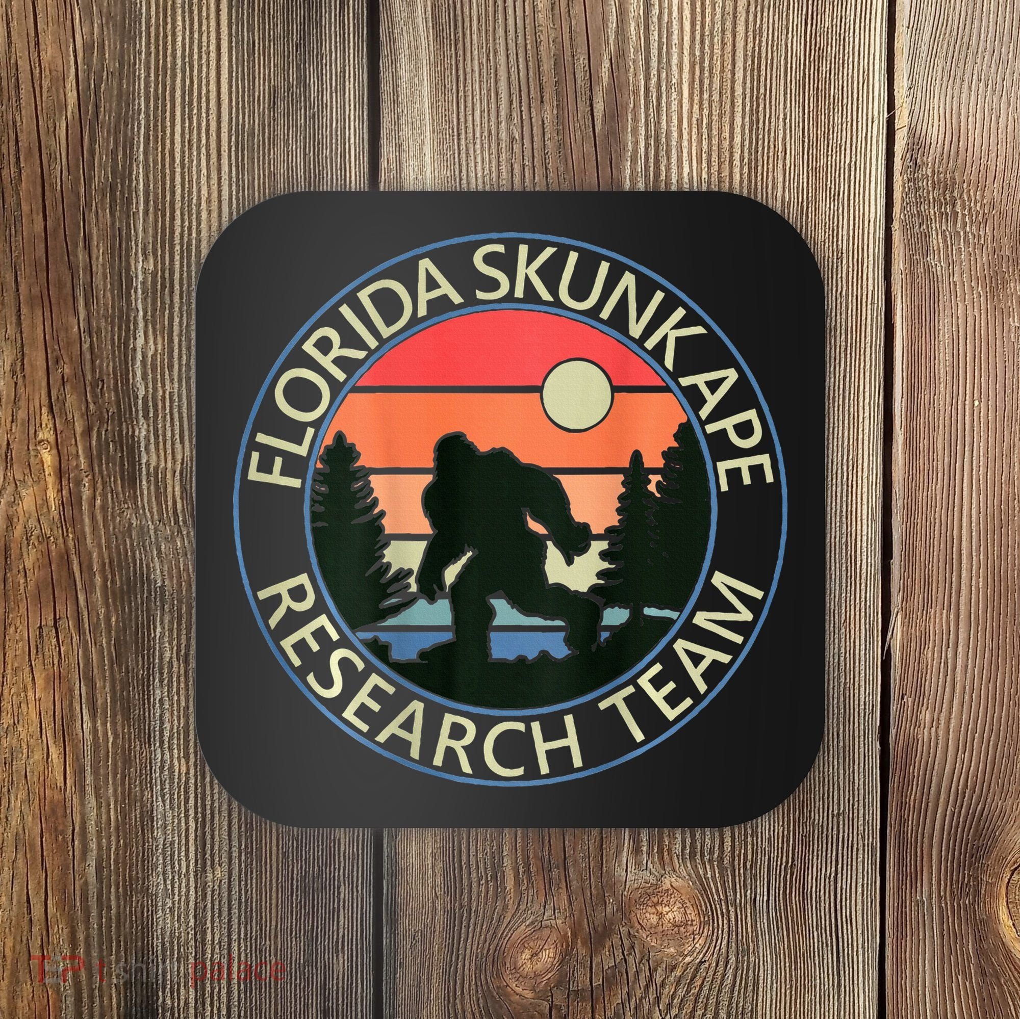 Florida Skunk Ape Research Team Camping Outdoors Back Print Coaster