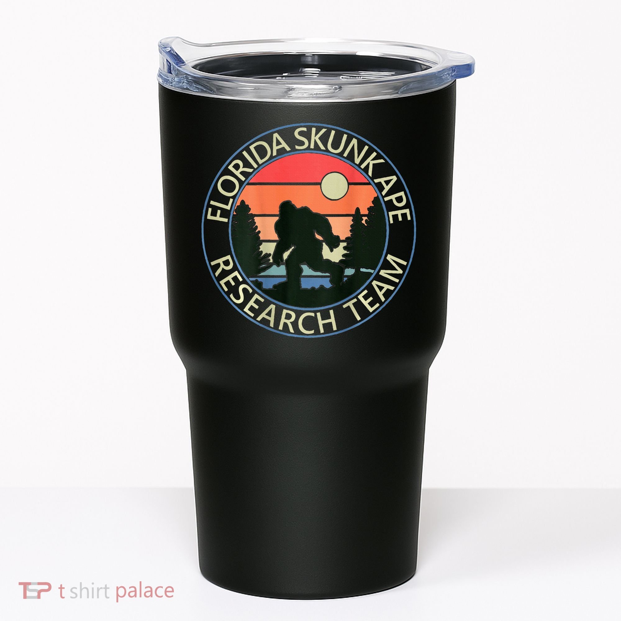 Florida Skunk Ape Research Team Camping Outdoors Back Print Tumbler