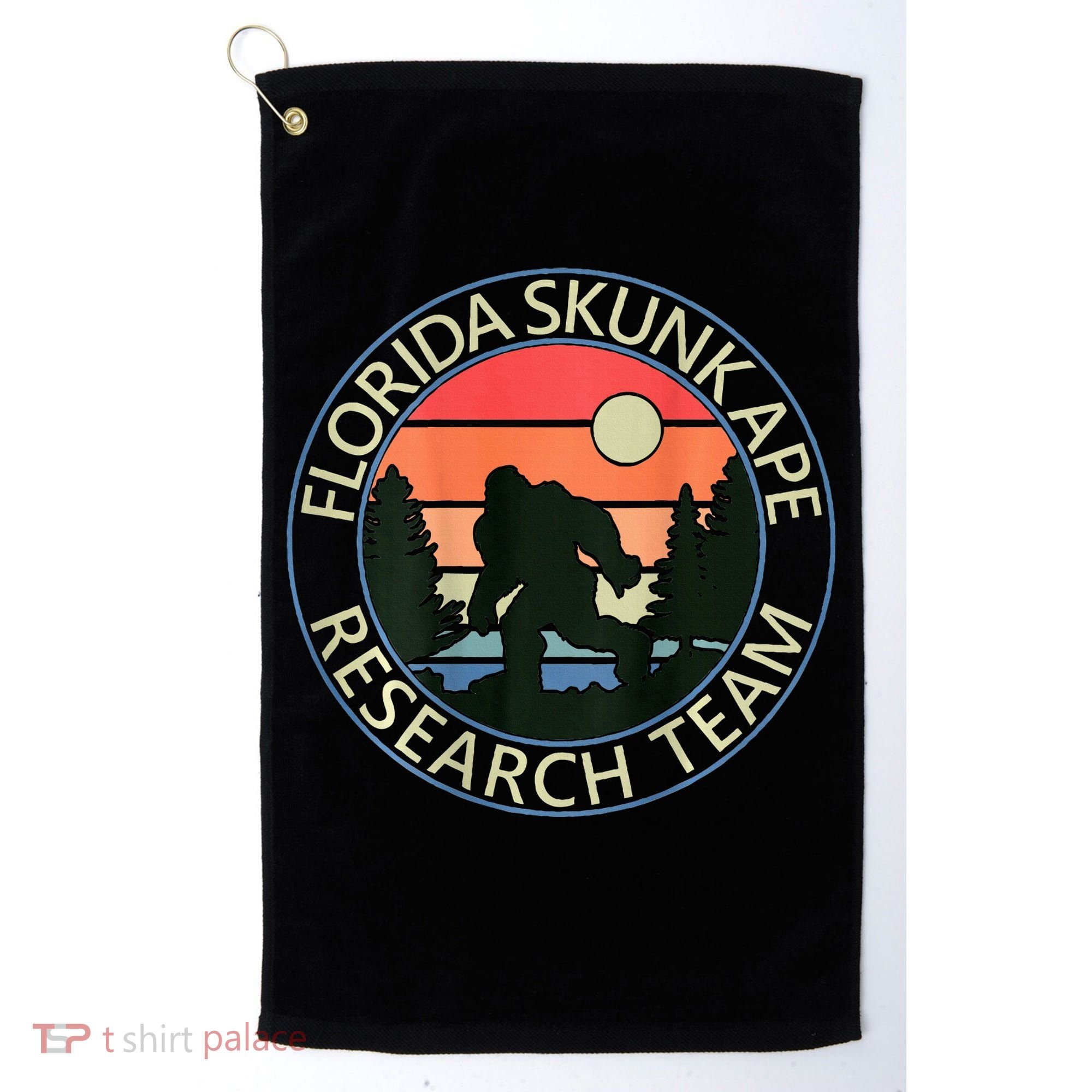Florida Skunk Ape Research Team Camping Outdoors Back Print Golf Towel