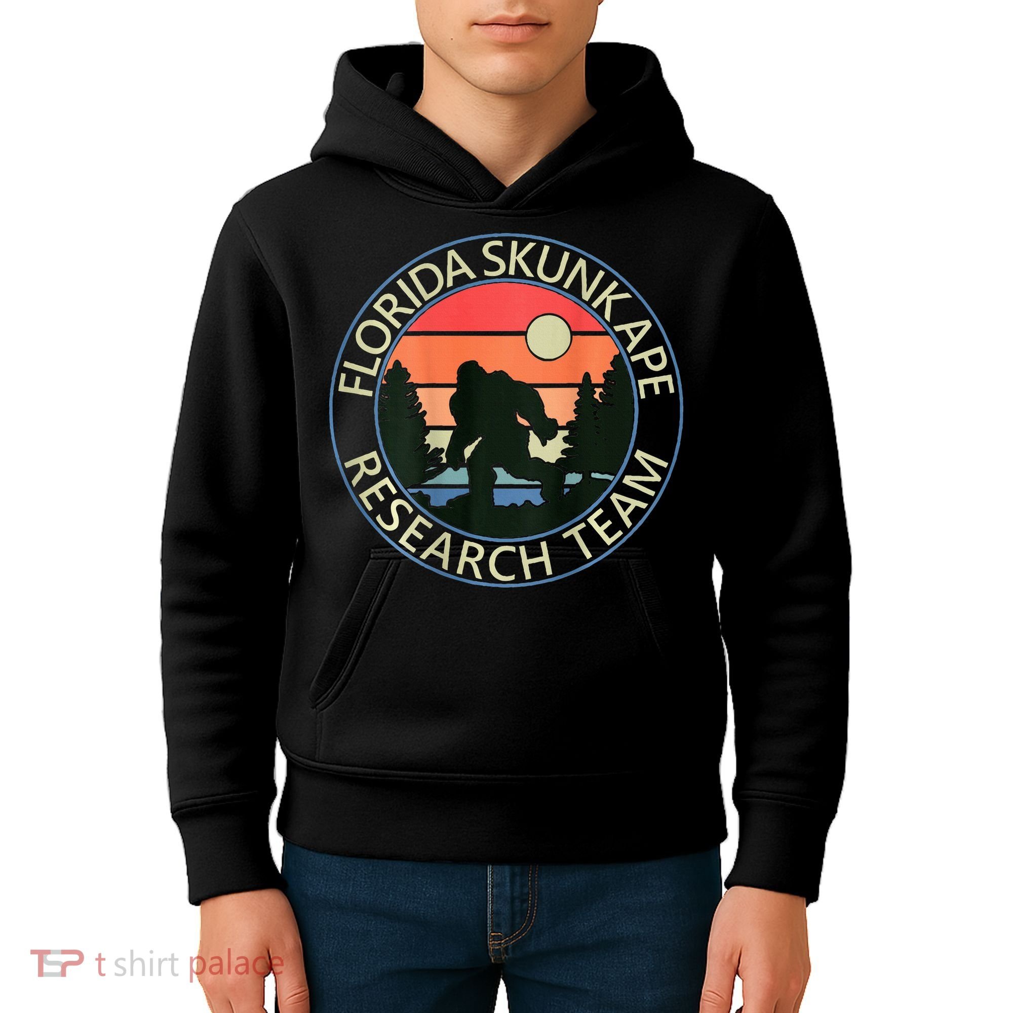 Florida Skunk Ape Research Team Camping Outdoors Back Print Kids Hoodie