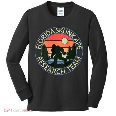 Florida Skunk Ape Research Team Camping Outdoors Back Print Kids Long Sleeve Shirt