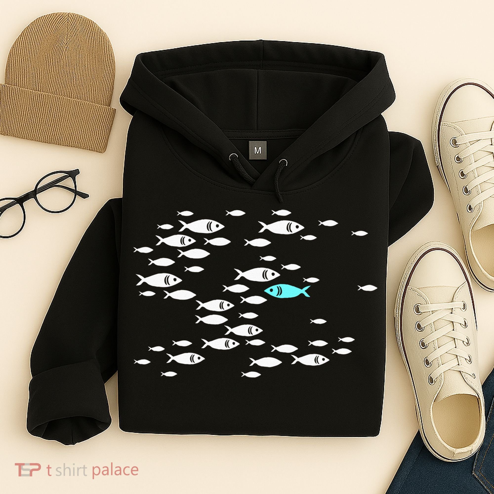 Fish Swim Against The Current In The Sea Hoodie