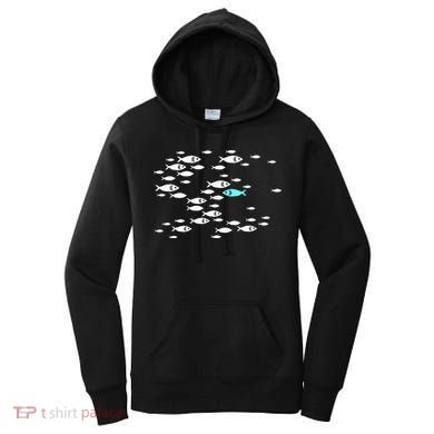 Fish Swim Against The Current In The Sea Women's Hoodie