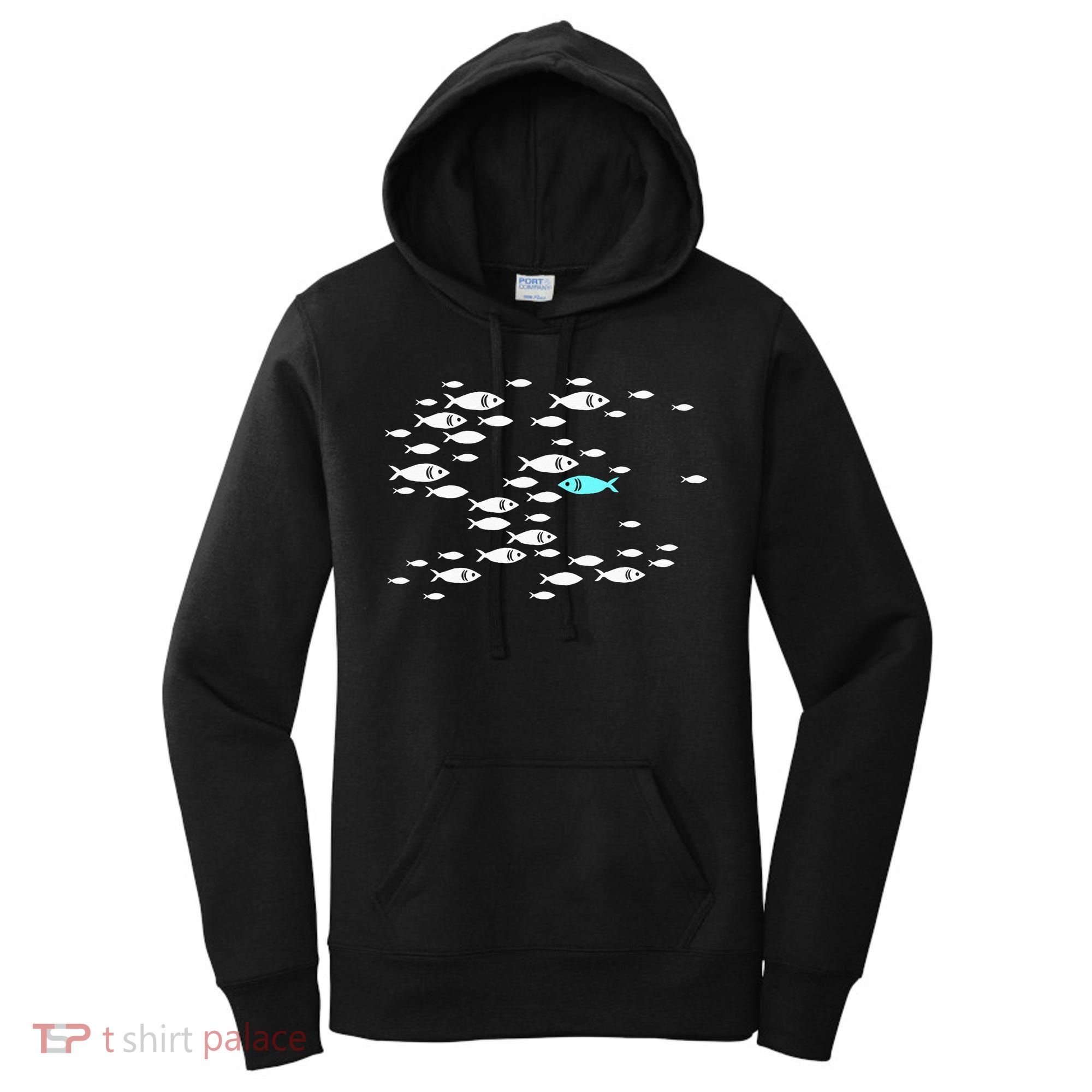 Fish Swim Against The Current In The Sea Women's Hoodie