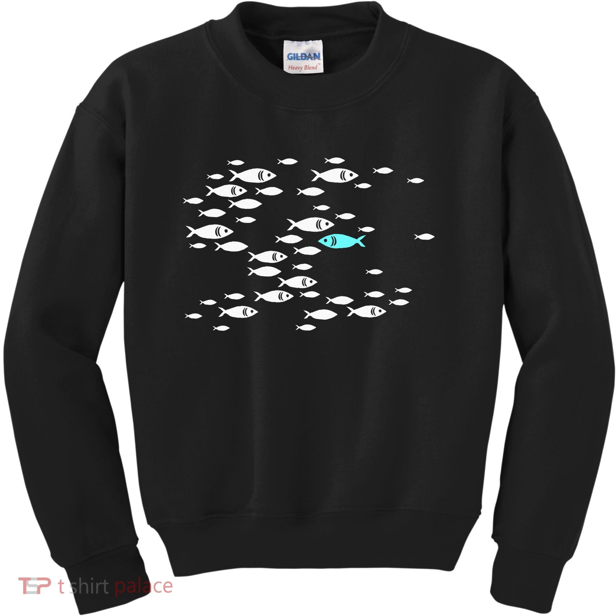 Fish Swim Against The Current In The Sea Kids Sweatshirt