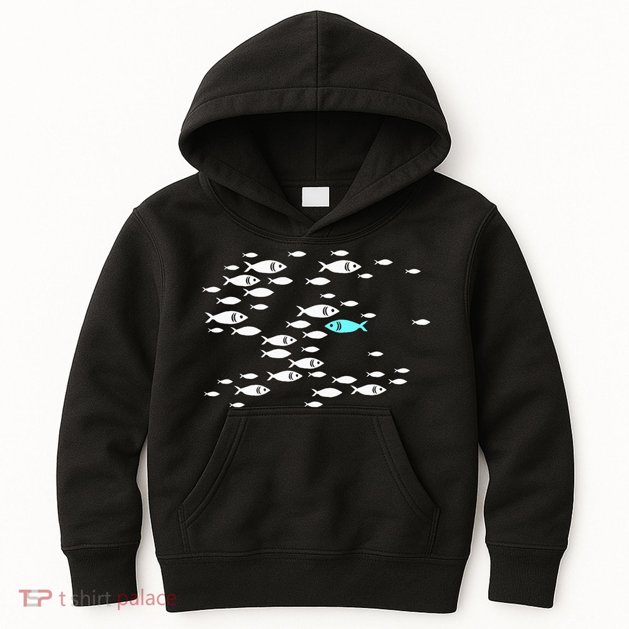 Fish Swim Against The Current In The Sea Kids Hoodie