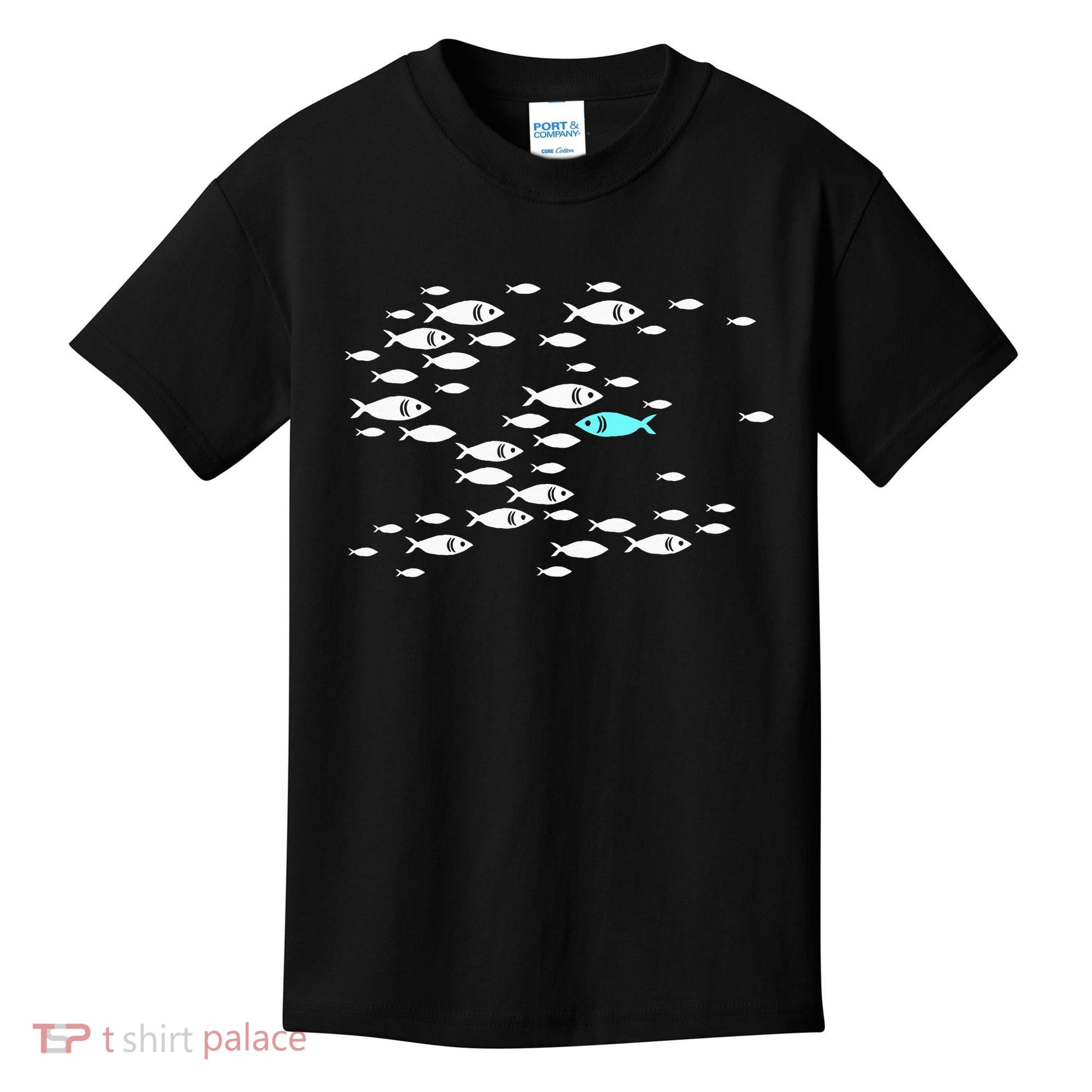 Fish Swim Against The Current In The Sea Kids T-Shirt