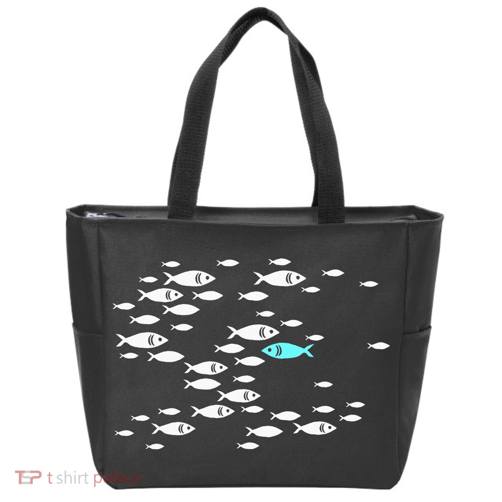 Fish Swim Against The Current In The Sea Tote Bag