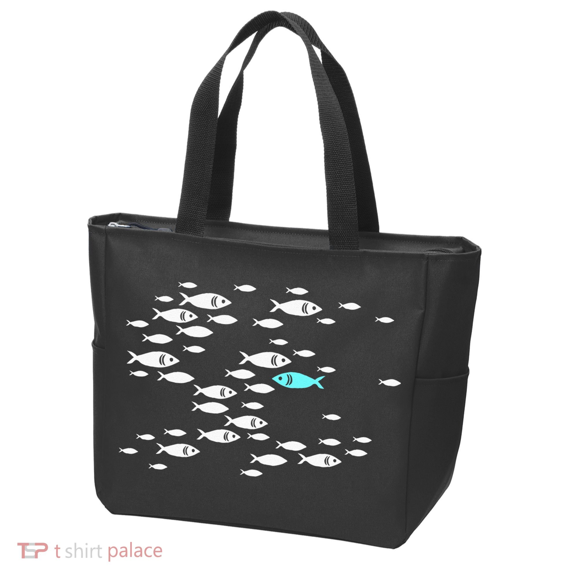 Fish Swim Against The Current In The Sea Tote Bag