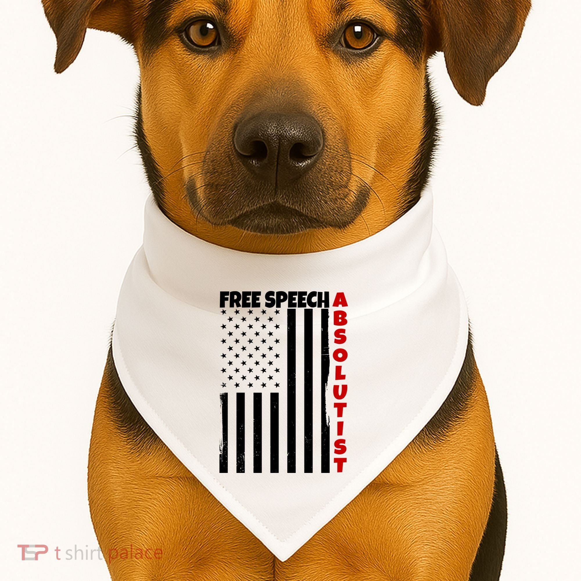 Free Speech Absolutist American Flag USA-Made Doggie Bandana