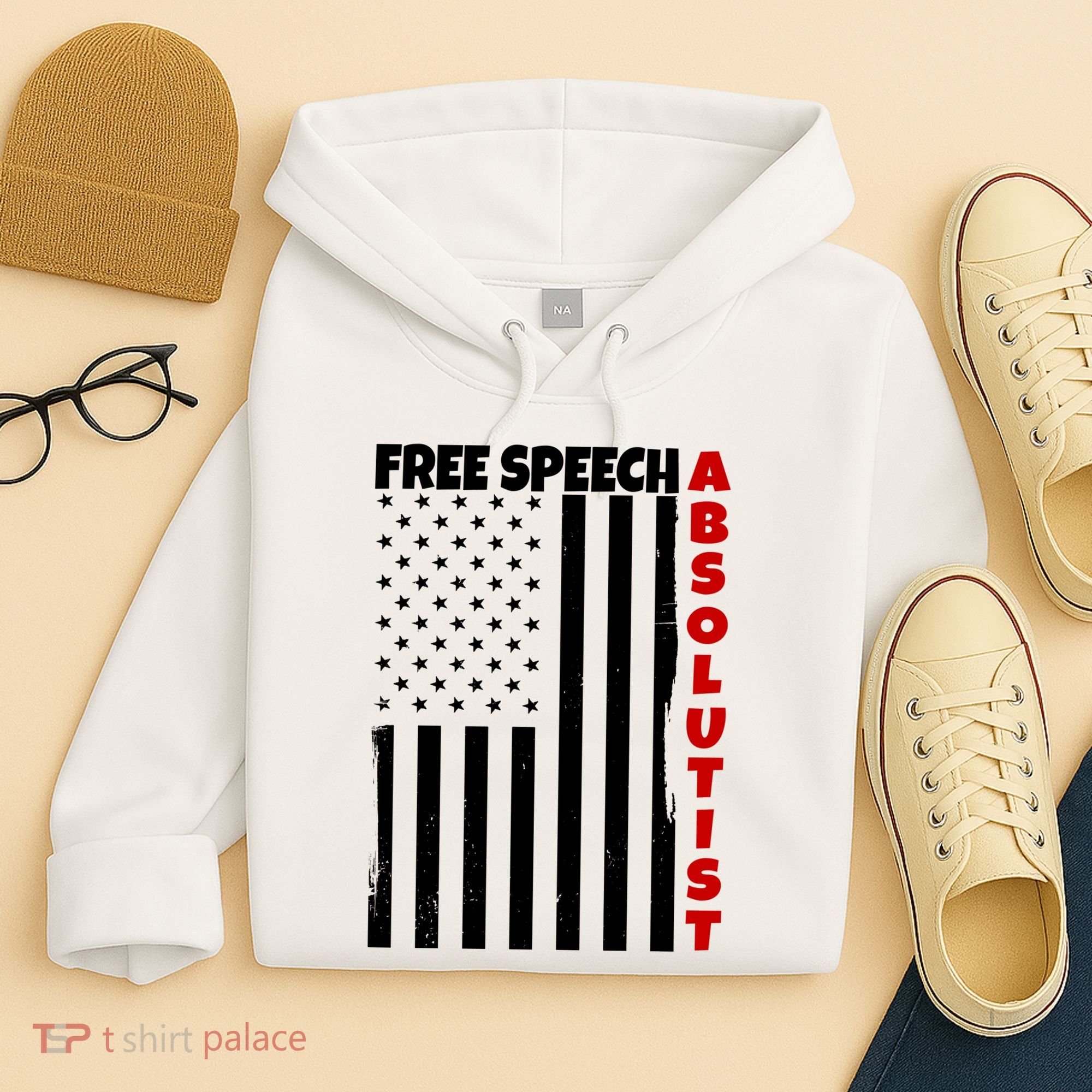 Free Speech Absolutist American Flag Hoodie