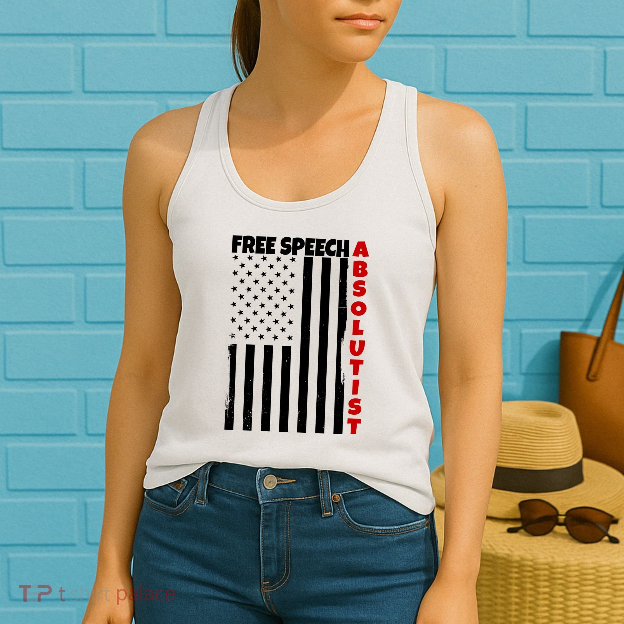 Free Speech Absolutist American Flag Women's Tank Top