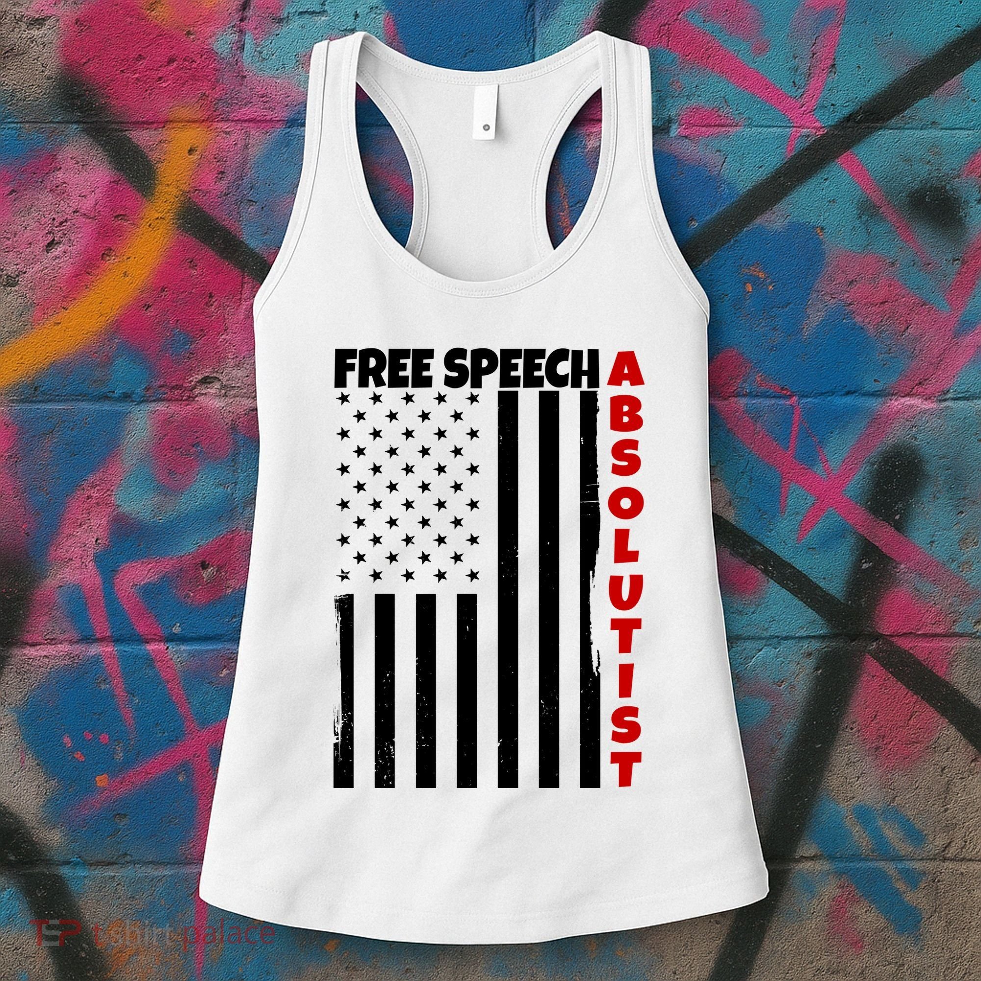 Free Speech Absolutist American Flag Women's Tank Top