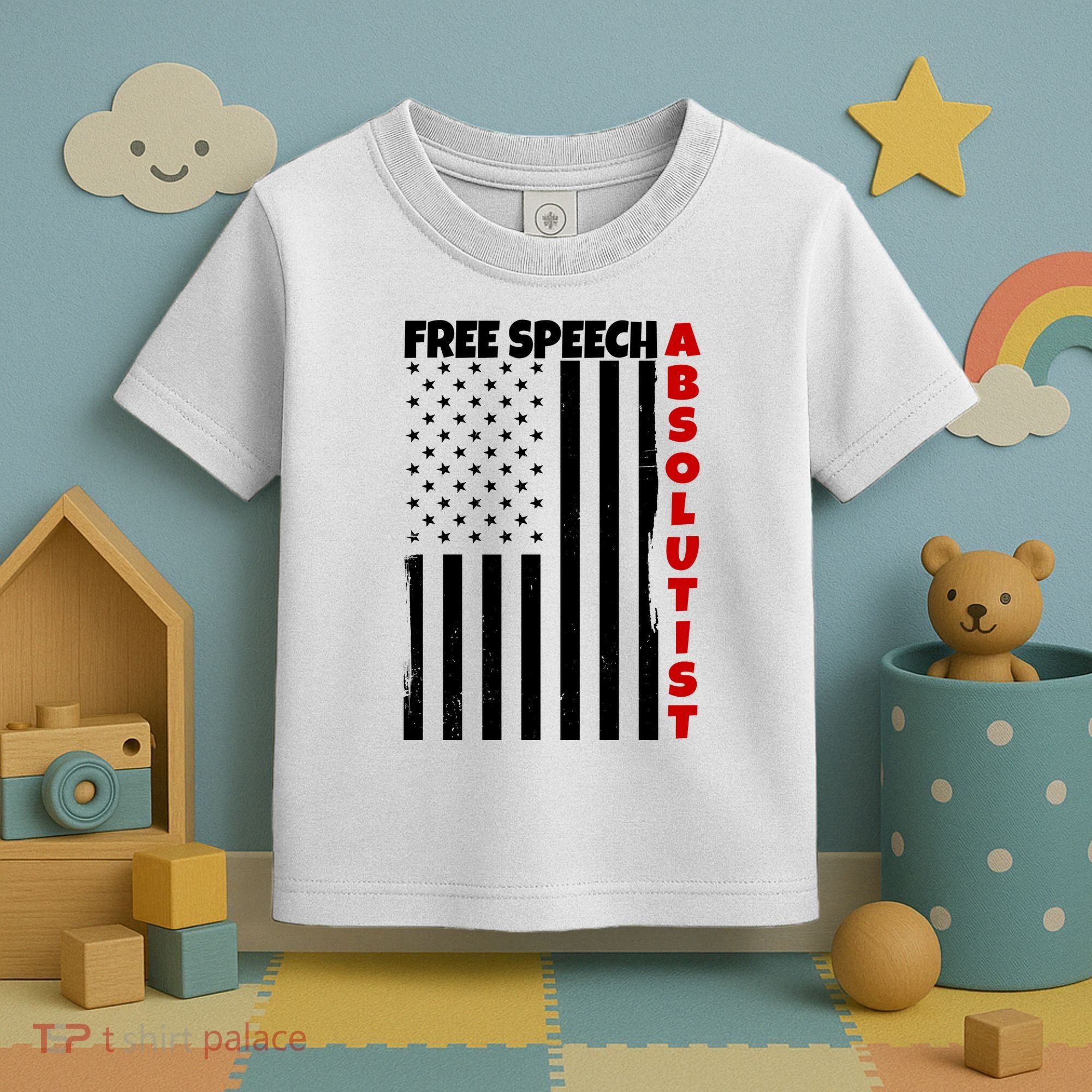 Free Speech Absolutist American Flag Toddler T-Shirt