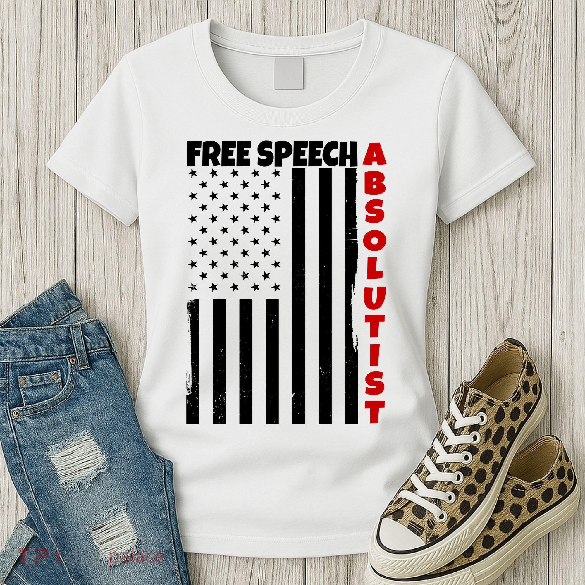 Free Speech Absolutist American Flag Women's T-Shirt