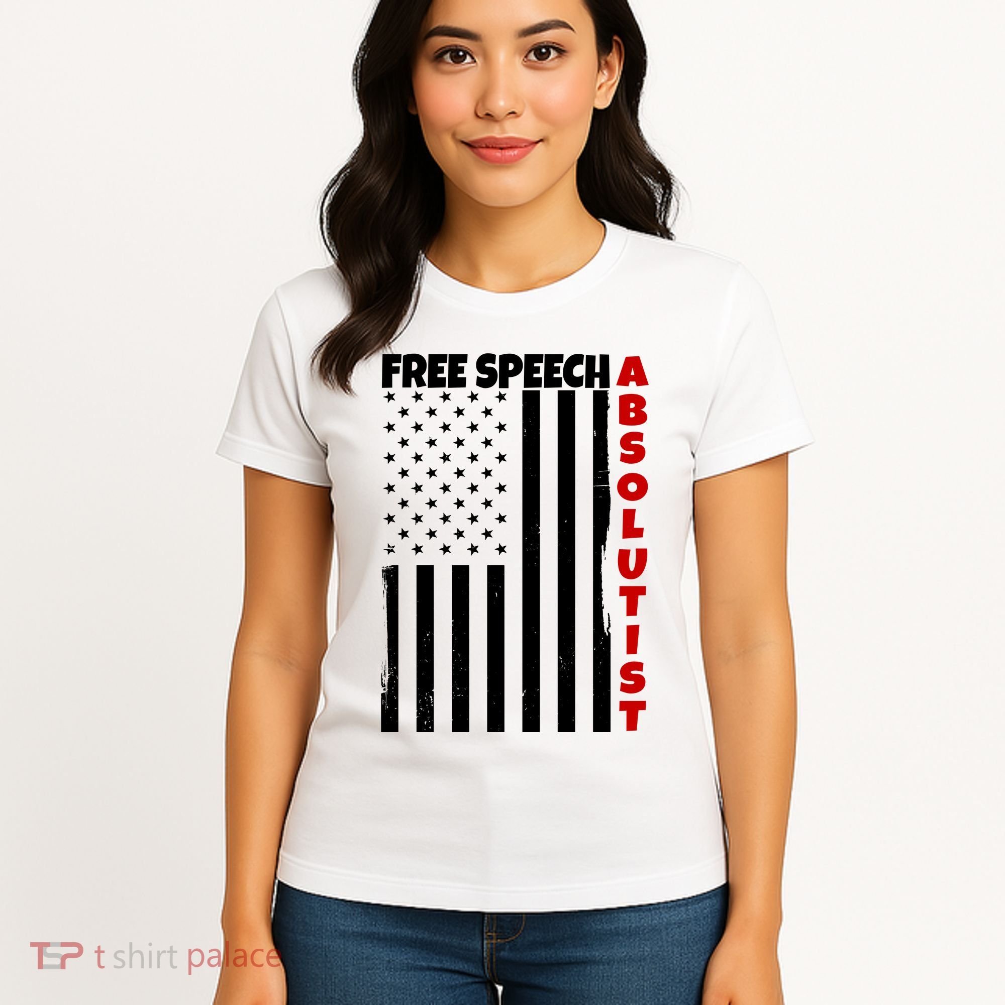 Free Speech Absolutist American Flag Women's T-Shirt