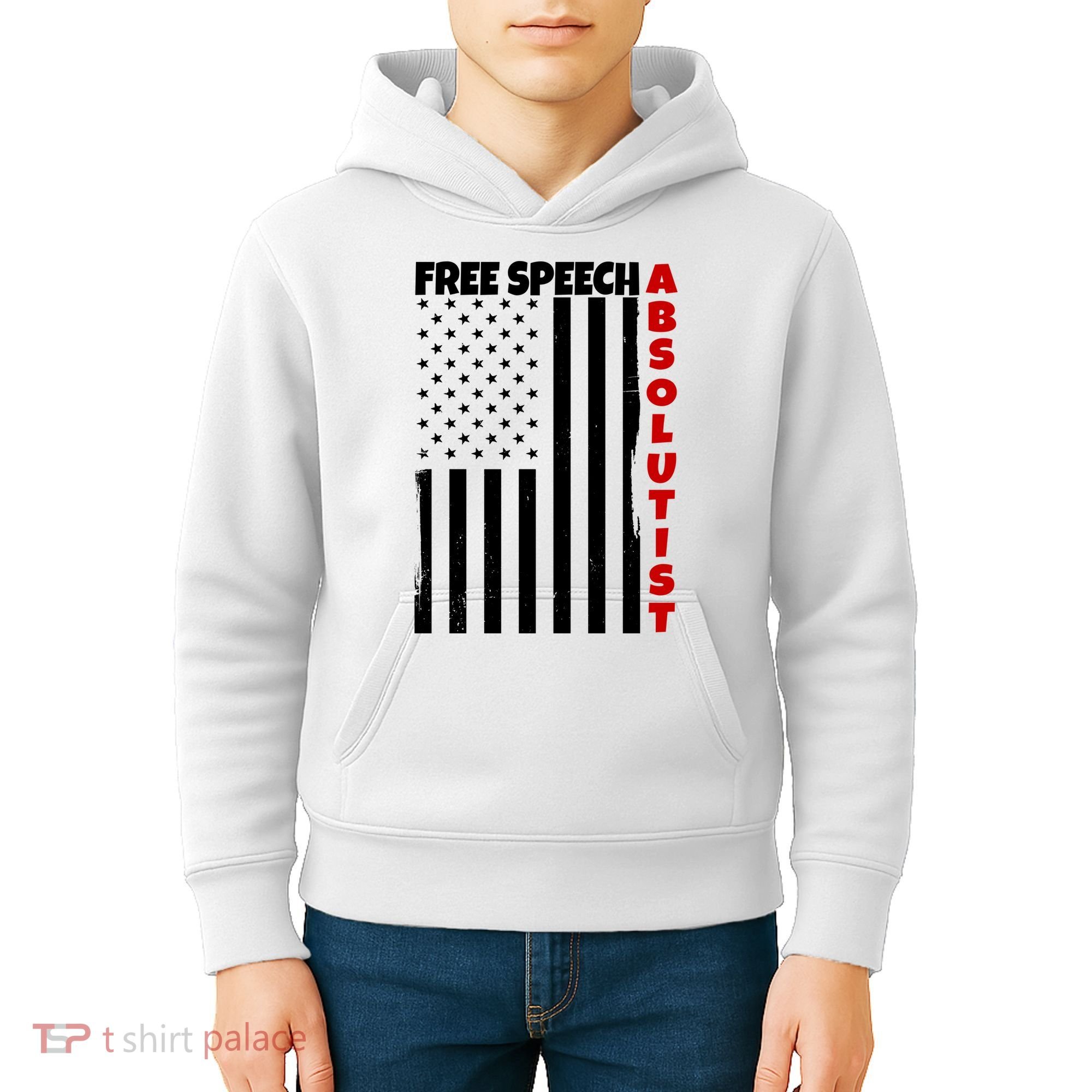 Free Speech Absolutist American Flag Kids Hoodie