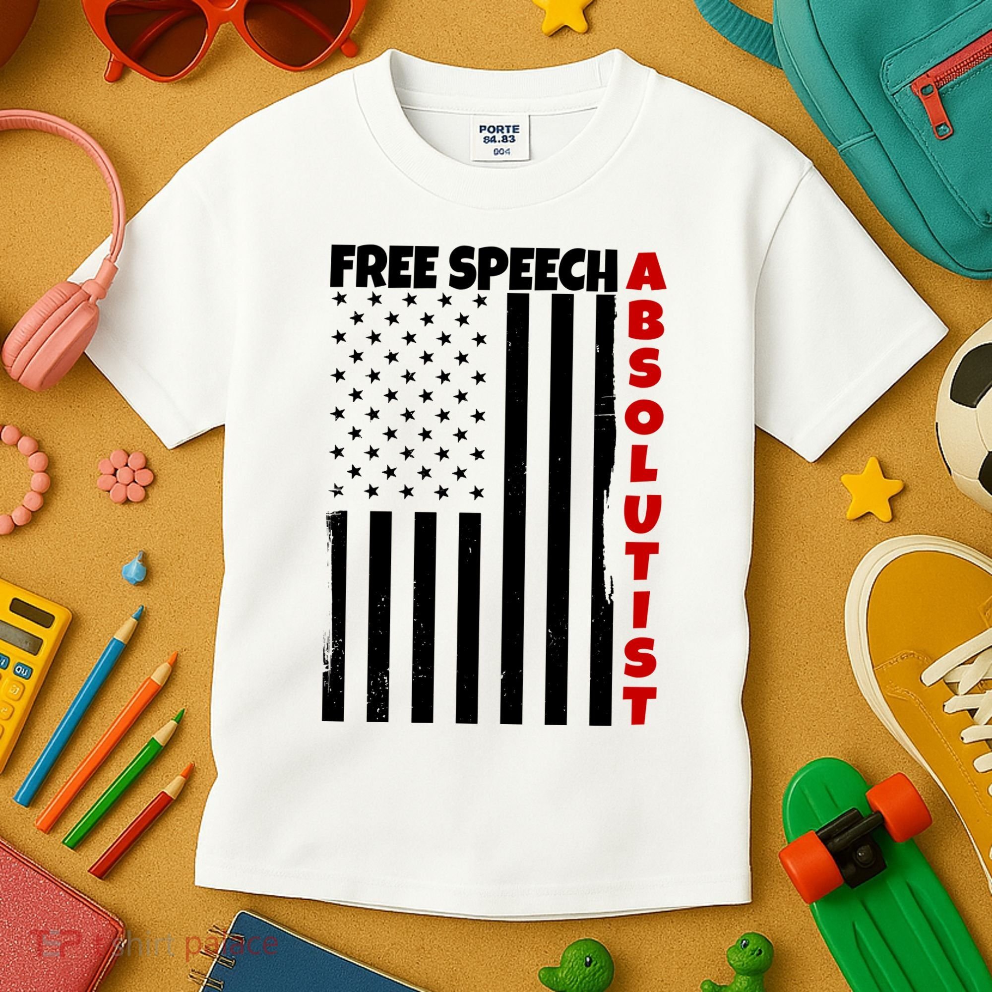 Free Speech Absolutist American Flag Kids T-Shirt