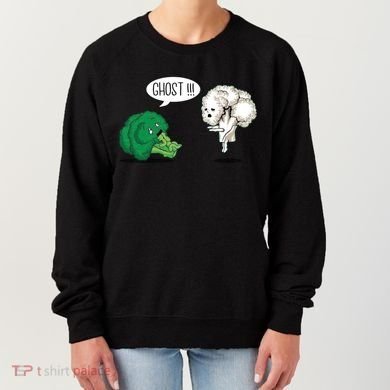 Funny Scared Broccoli By Ghost Cauliflower Funny Vegetarian Gift Women's Sweatshirt