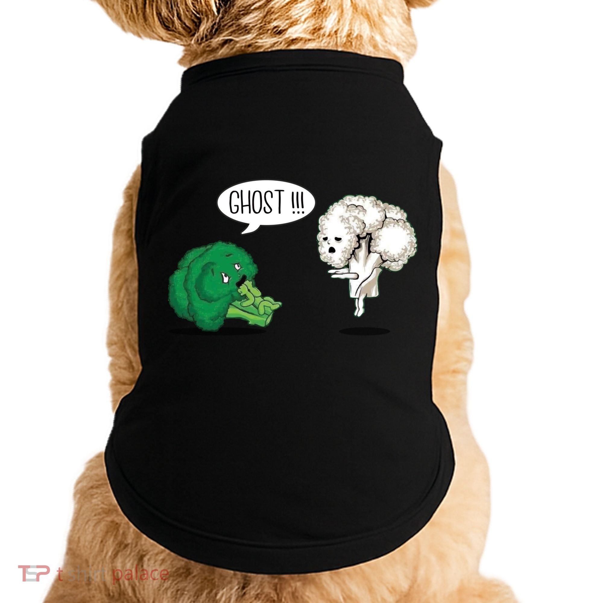 Funny Scared Broccoli By Ghost Cauliflower Funny Vegetarian Gift Doggie Tank