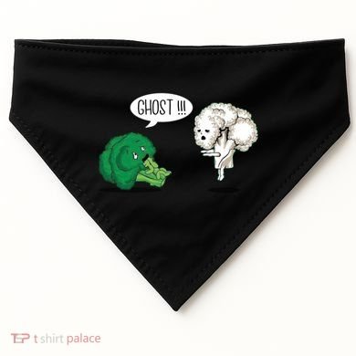 Funny Scared Broccoli By Ghost Cauliflower Funny Vegetarian Gift USA-Made Doggie Bandana