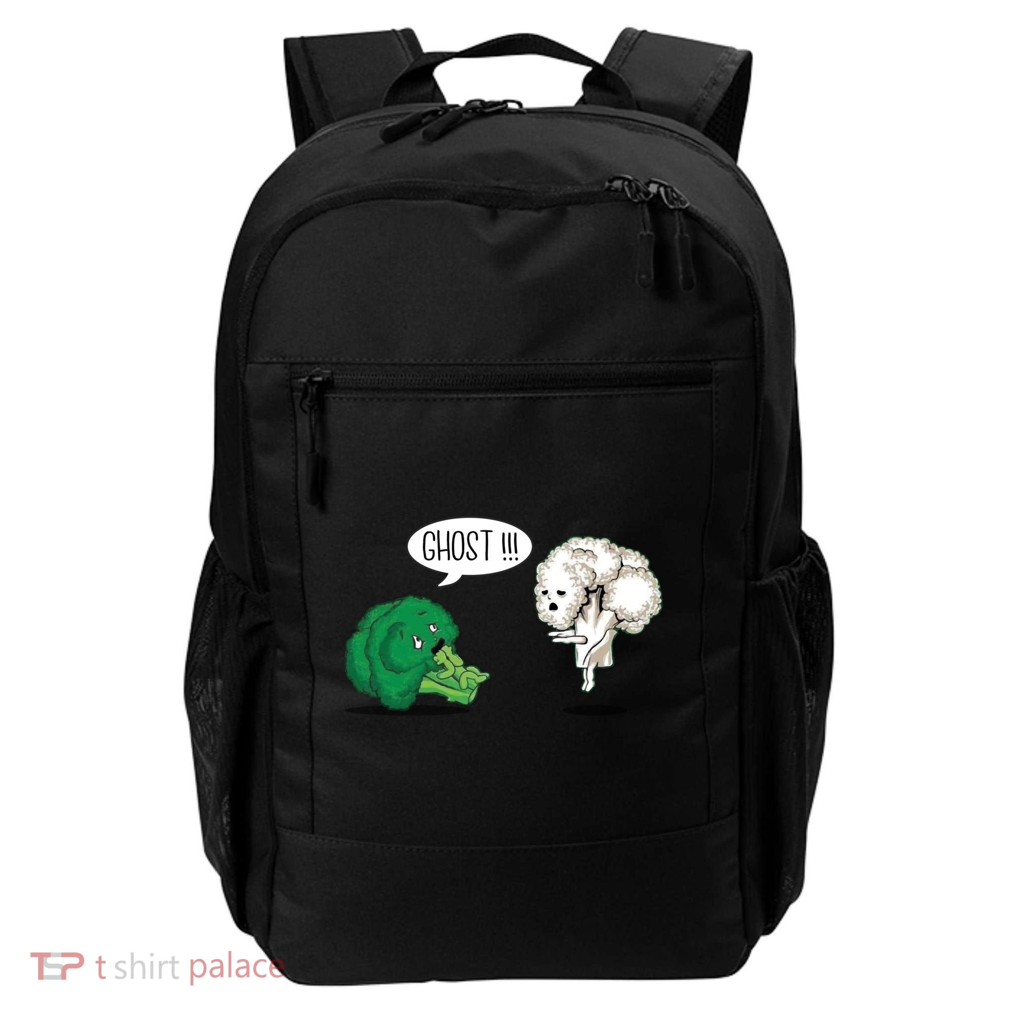 Funny Scared Broccoli By Ghost Cauliflower Funny Vegetarian Gift Backpack