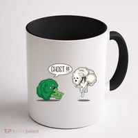 Funny Scared Broccoli By Ghost Cauliflower Funny Vegetarian Gift Coffee Mug thumb 1