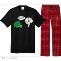 Funny Scared Broccoli By Ghost Cauliflower Funny Vegetarian Gift Pajama Set thumb 0