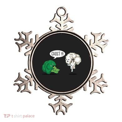 Funny Scared Broccoli By Ghost Cauliflower Funny Vegetarian Gift Ornament