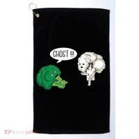 Funny Scared Broccoli By Ghost Cauliflower Funny Vegetarian Gift Golf Towel thumb 0