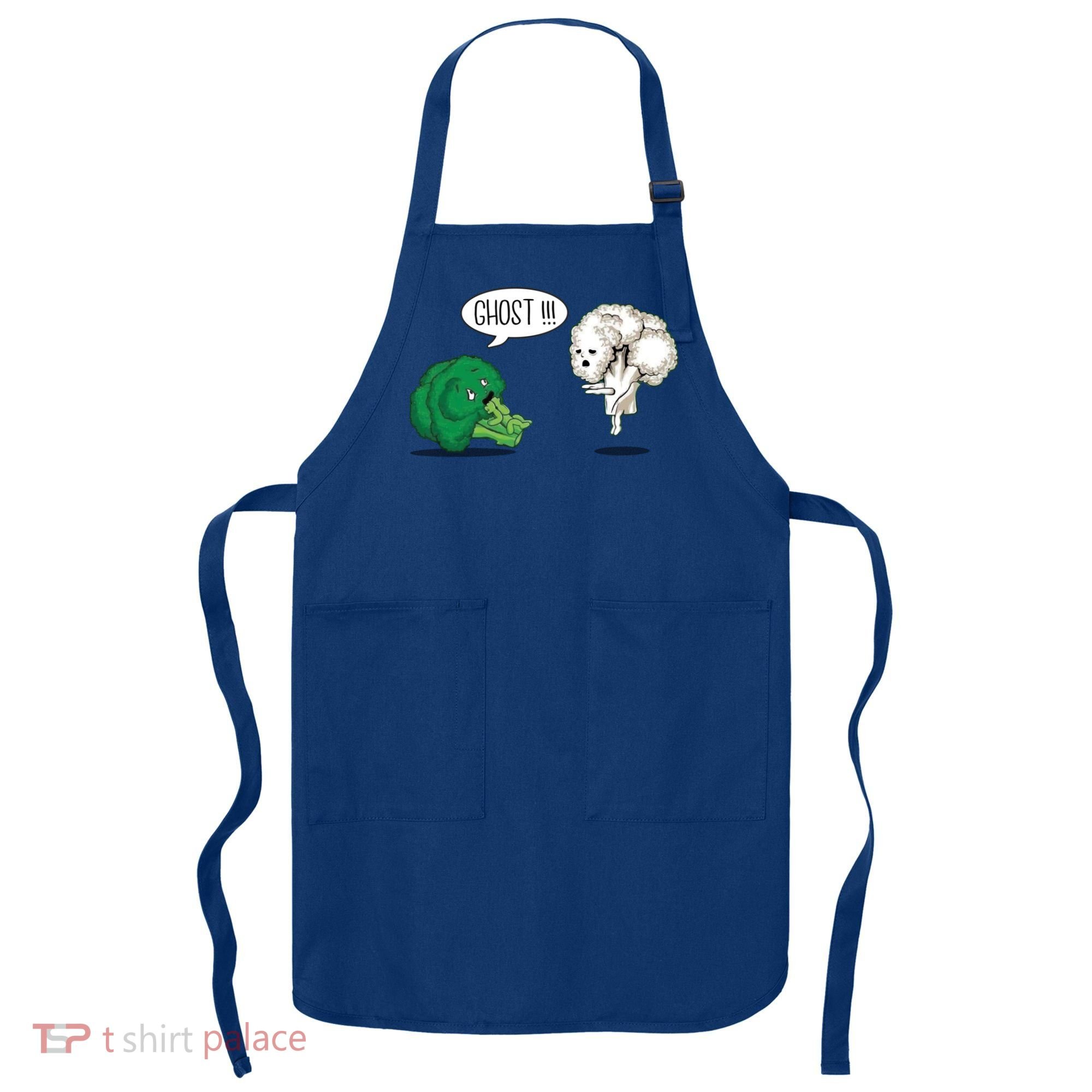 Funny Scared Broccoli By Ghost Cauliflower Funny Vegetarian Gift Apron