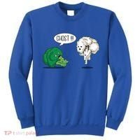 Funny Scared Broccoli By Ghost Cauliflower Funny Vegetarian Gift Sweatshirt thumb 0