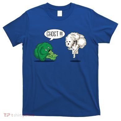 Funny Scared Broccoli By Ghost Cauliflower Funny Vegetarian Gift T-Shirt