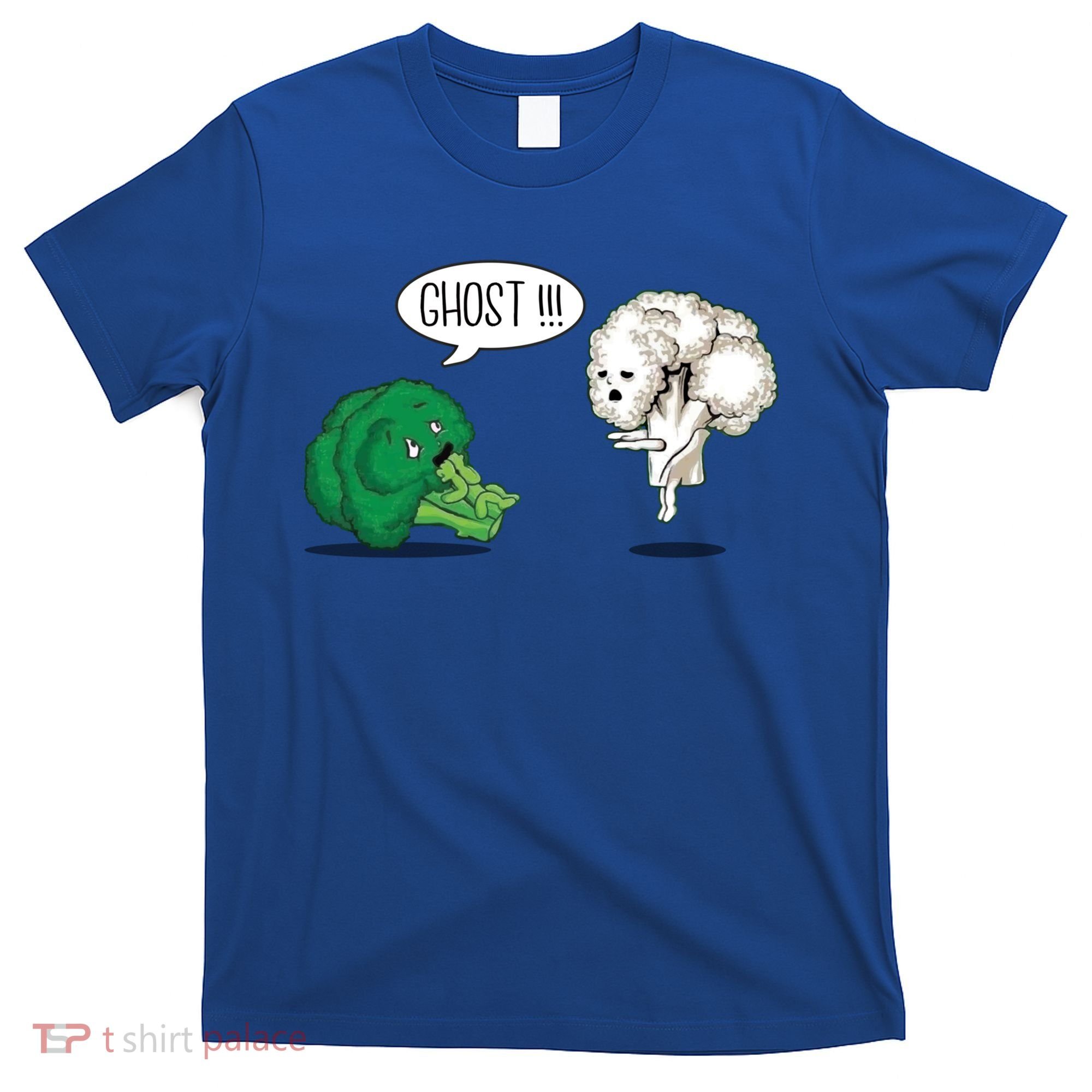Funny Scared Broccoli By Ghost Cauliflower Funny Vegetarian Gift T-Shirt