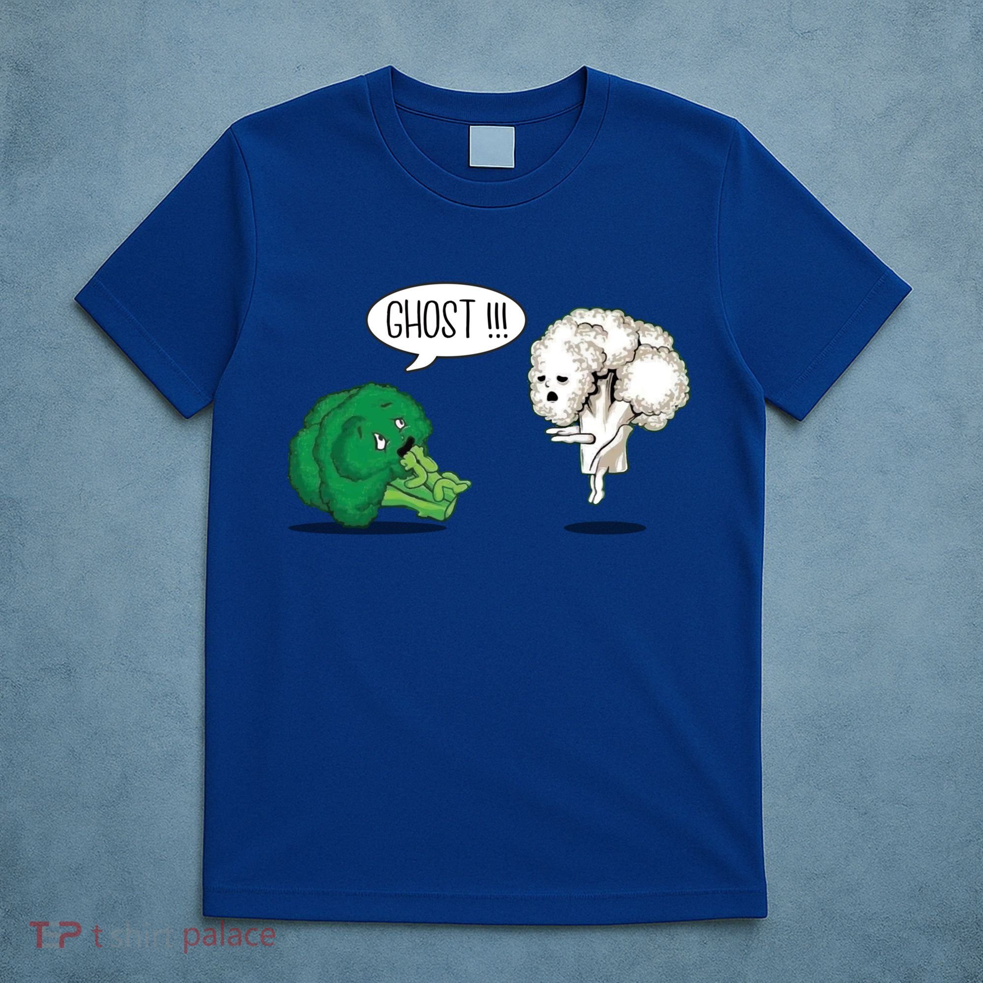 Funny Scared Broccoli By Ghost Cauliflower Funny Vegetarian Gift T-Shirt