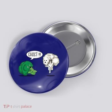 Funny Scared Broccoli By Ghost Cauliflower Funny Vegetarian Gift Button