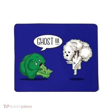 Funny Scared Broccoli By Ghost Cauliflower Funny Vegetarian Gift Mousepad